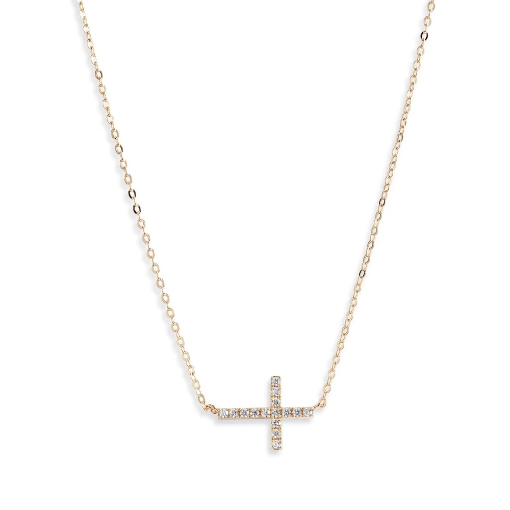 🌺NWT Nordstrom Cubic Zirconia Horizontal Cross Necklace 🌺